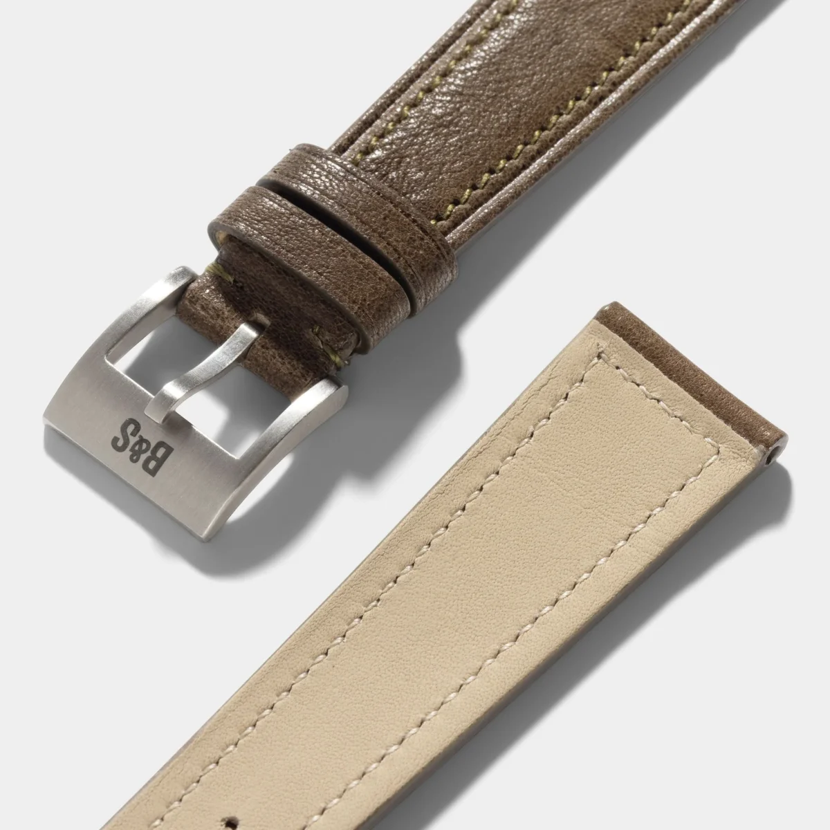 Olive Green Boxed Smooth Calfskin Watch Strap - Classic Dress – Bild 7